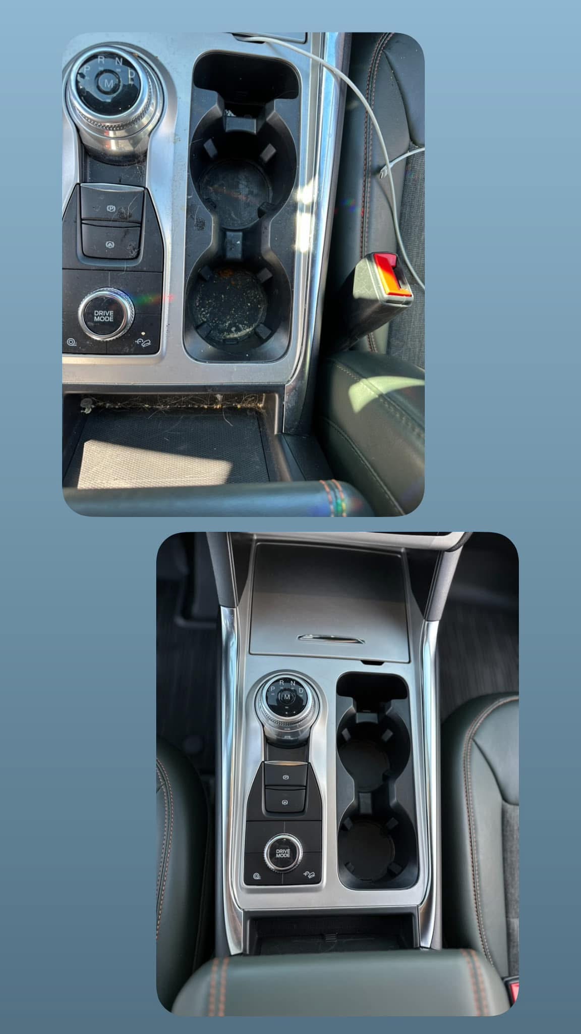 Console and cup holder detail before and after Kingman AZ