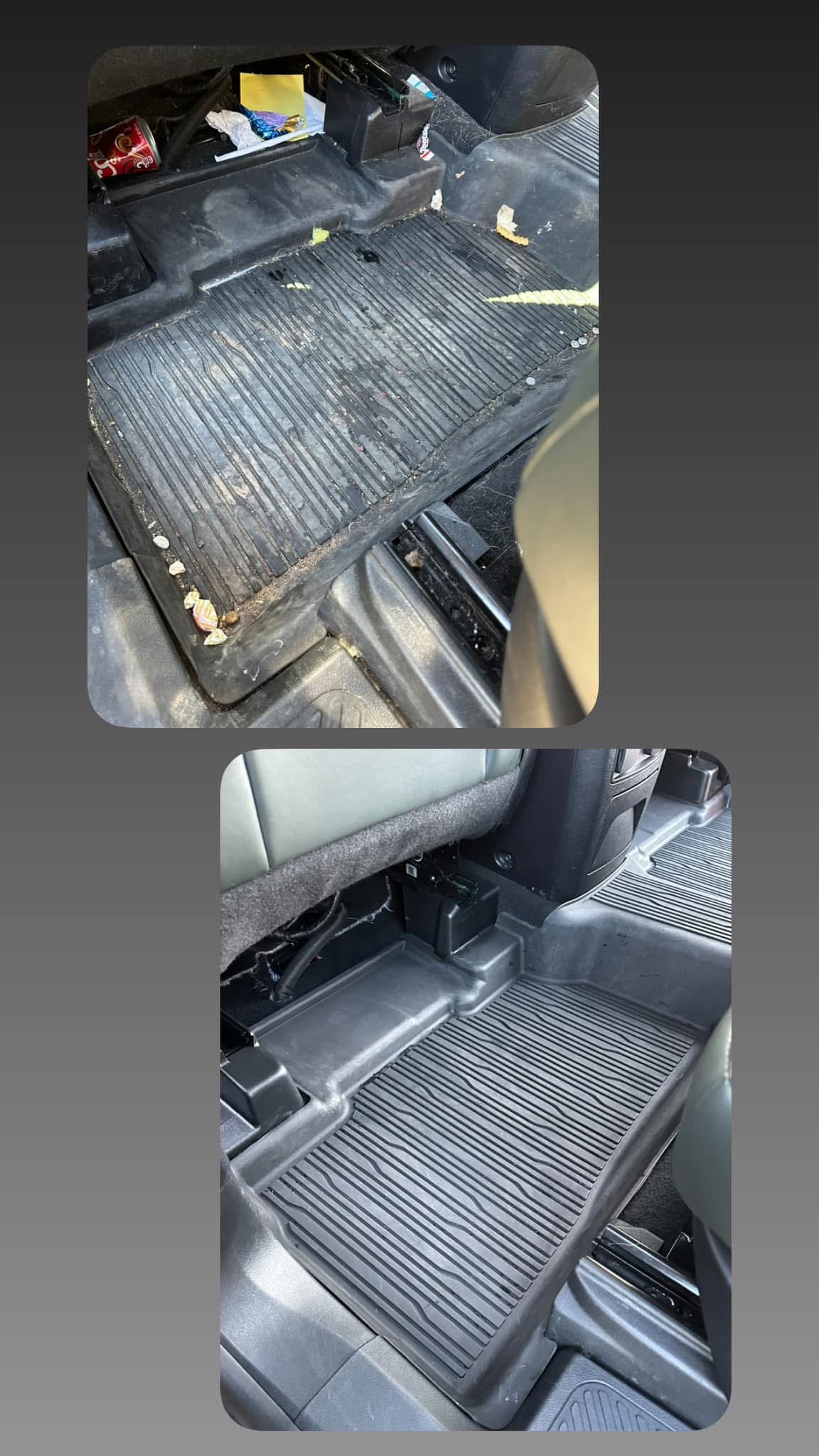 Truck interior floor detail before and after Kingman AZ